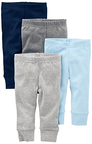 Simple Joys by Carter's Unisex Baby Hose Baumwolle, 4er-Pack, Blau/Grau/Weiß, 6-9 Monate