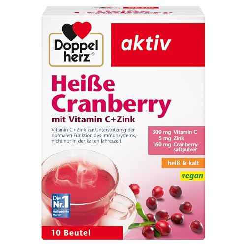 Doppelherz Heiße Cranberry – Vitamin C und Zink zur Unterstützung der normalen Funktion des Immunsystems – 10 Beutel