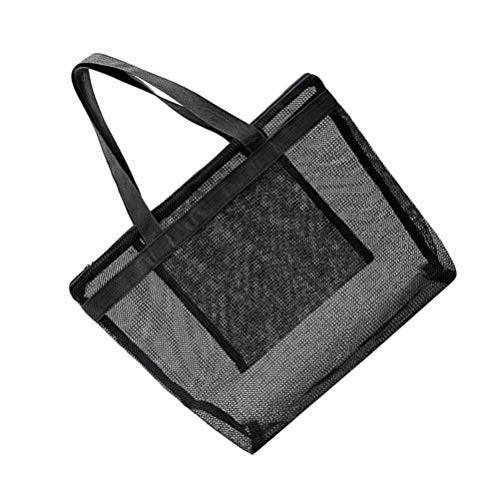 Cabilock Lebensmittel Mesh Strand Und Totes für Frauen Schulter Handtasche Spielzeug Tote Tasche für Strand Picknick Schwarz Sporttasche