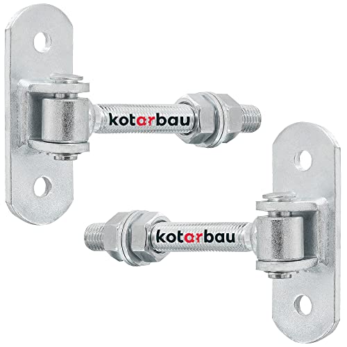 KOTARBAU® 2.Stk Torangel Verzinkt Gewinde M16 mm Einstellbar Mit Anschraubblech Torscharnier Regulierbar Mit Federklemme Hängescharniere Torscharniere