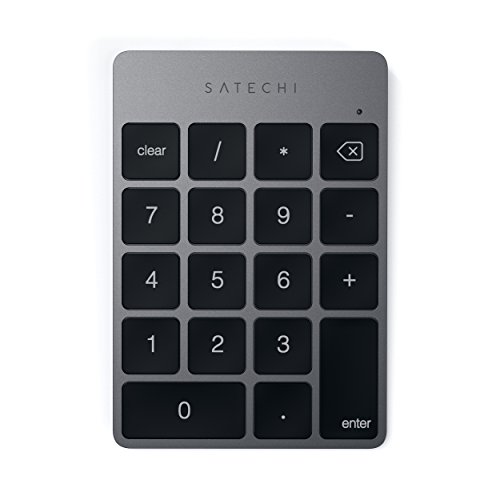 SATECHI Slim Aluminium Bluetooth Wireless 18-Tasten Tastaturerweiterung – Für MacBook Pro, MacBook Air, Mac Mini, iMac, iMac Pro, iPad, iPhone und mehr (Space Grau)