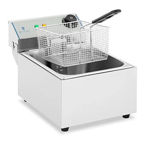 Royal Catering RCEF-10EY-ECO Fritteuse Edelstahl Elektro Fritteuse mit Korb 3200 W 10 Liter Max. Füllmenge ECO-Modell