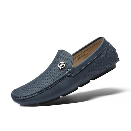 Bruno Marc Herren Klassische Mokassins Flache Slipper Slip on Penny Loafer Weich Comfort Schuhe Marine 3251314-E Größe 44 (EUR)