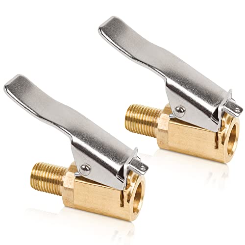 Yeepeo 2 Stück 8mm Autoventil Hebelstecker Air Chuck, Messing Autoventil Adapter Druckluft Reifenfüllnippe Momentstecker Reifenfüllnippel, Auto Ventilstecker für Reifenventile mit Ventilgewinde