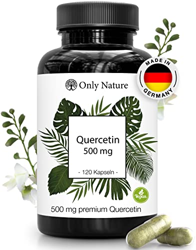 Only Nature® Quercetin Kapseln 500mg hochdosiert - 120 laborgeprüfte Kapseln - vegan - ohne Zusätze - in Deutschland produziert