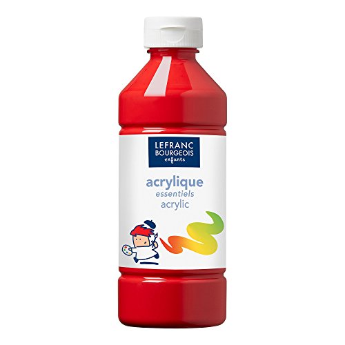 Lefranc & Bourgeois 188528 Value Kinder Acrylfarbe, auf Wasserbasis, mit Glanzeffekt, seidenglänzender Finish, deckend, Dosieröffnung, 500ml Flasche, primärrot