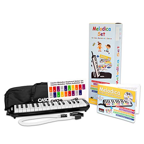 Cascha Melodica Kinder u. Erwachsene I Melodica 32 Tasten inklusive Tragetasche u. Lehrbuch I Vielseitiger Spielspaß Lehrbuch mit Tastenaufkleber zum Melodica lernen I Blasinstrument inkl. Mundstück