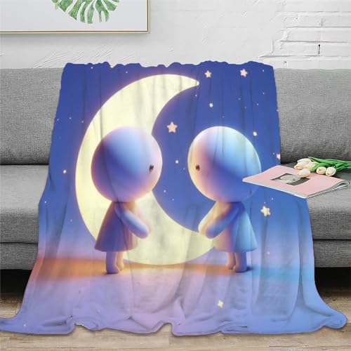 MMUNNA Mond 3D Drucken Blanket Fledermäuse Couchdecke Microfaser Bequem Und Atmungsaktiv Superweiche Decke Weiche Decke Camping Für Erwachsene Kinder 50x60inch(127x152cm)