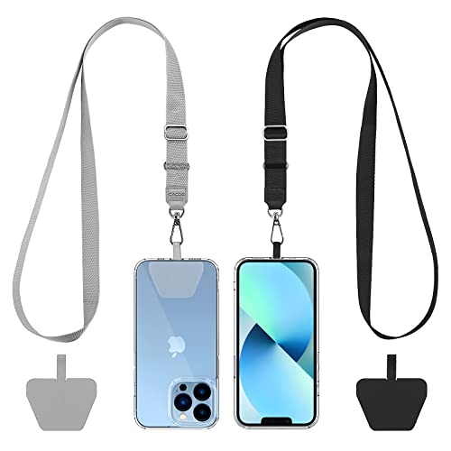 CACOE Handykette Universal 2 Packs - 2× Einstellbar Halsband Schlüsselband, 2× Durable Patches, Lanyard Handy Umhängeband kompatibel mit meisten Smartphone