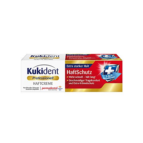 Kukident Professionell Haftcreme - Haftschutz für Zahnprothesen, extra starker Halt - Schnelle, langanhaltende Wirkung - 1 x 40 g