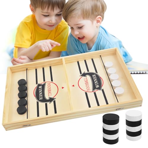 Sunshine smile Brettspiel Hockey, Katapult Brettspiel,Bouncing Brettspiel,Fast Sling Puck Game,Tisch Hockey Brettspiel,Katapult Schach,Bouncing Chess Hockey Game,Puck Spiel Holz (Schwarz)