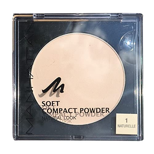 Manhattan Soft Compact Powder, Helles Kompakt Puder mit Puderquaste für einen matten, ebenmäßigen Teint, Farbe Naturelle 1, 1 x 9g