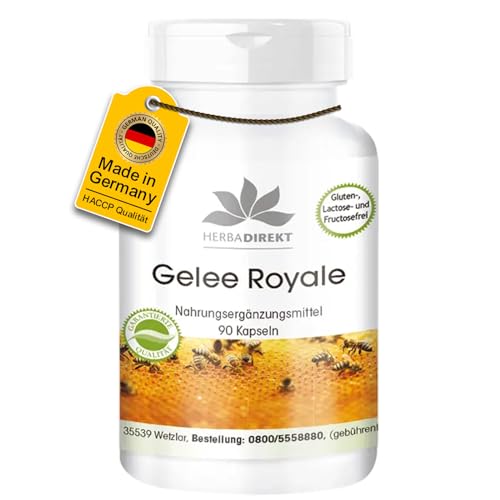 Gelée Royale Extrakt 500mg - 90 Kapseln, 4-fach konzentriert aus 2000mg Gelée Royale - Royal Jelly - hochdosiert | HERBADIREKT by Warnke Vitalstoffe - Deutsche Apothekenqualität