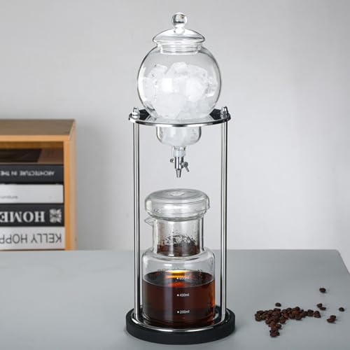 Ice Cold Brew Dripper-Kaffeemaschine, 600 ml Ice Cold Brew Dripper-Kaffeemaschine mit Edelstahlgestell, abnehmbarer Cold Brew Maker aus Glas, DIY Cold Brew Tower-Eiskaffeemaschine for das Heimbüro(Col