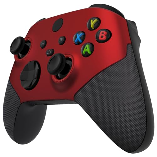 eXtremeRate ASR Version Front Hülle Case & Akzentringe für Xbox Series X/S Controller, Gummiert Griff Faceplate Gehäuse Set für Xbox Core Controller (Scharlachrot)-Controller Nicht enthalten