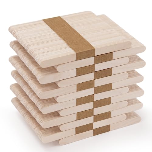 WISYOK 600 Stück Eisstiele Holz, Eisstäbchen Holzstäbchen, Holzstäbchen Zum Basteln, Eisstiele aus Holz Zum Basteln, Holzstiele, Bastelstäbchen Holz, Holzspachtel DIY Handwerk - 114 x 9 x 2 mm