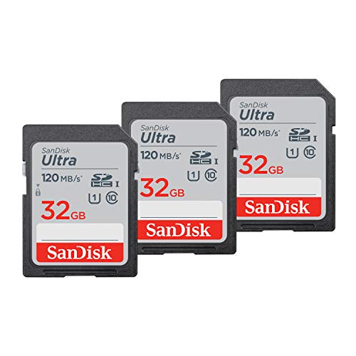 SanDisk Ultra 32GB SDHC Memory Card, Up to 120 MB/s, Class 10, UHS-I, V10, 3 packs