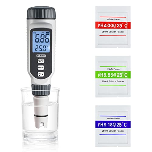 PH Messgerät, Dr.meter pH Meter Genauigkeit pH ±0,01, Messbereich pH 0-14, Digitaler PH Tester Ph Messgerät Wasser mit LCD Ideal für Trinkwasser,Schwimmbad,Aquarium,Fischteich,Pool