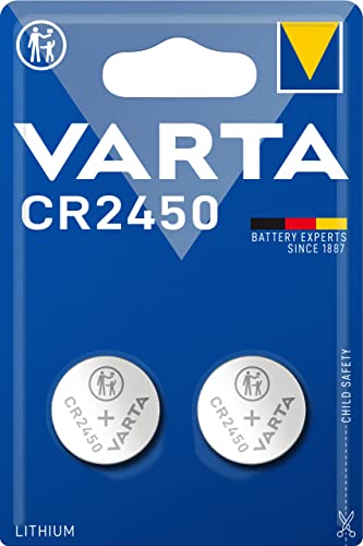 VARTA Batterien Knopfzelle CR2450, 2 Stück, Lithium Coin, 3V, kindersichere Verpackung, für elektronische Kleingeräte - Autoschlüssel, Fernbedienungen, Waagen