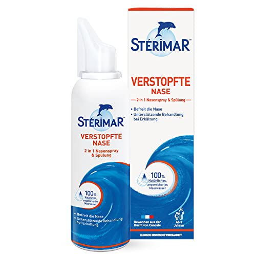 STÉRIMAR Meerwasser Nasenspray, 100 Prozent natürliches Meerwasser, 2 in 1 Spray und Spülung, geeignet für Erwachsene und Kinder, 100ml