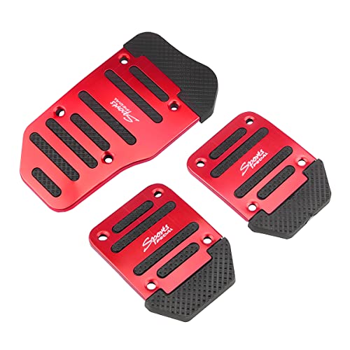 CGEAMDY 3 PCS Auto-Anti-Rutsch-Fußpedal, Auto-Pedale-Abdeckung Kraftstoff-Beschleuniger-Bremspedal-Pads-Kit, Auto-Beschleuniger Gas Bremspedal Kupplungspedal(Rot)