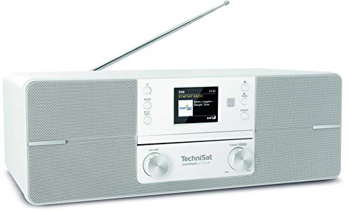 TechniSat DIGITRADIO 371 CD BT - Stereo Digitalradio (DAB+, UKW, CD-Player, Bluetooth, Farbdisplay, USB, AUX, Kopfhöreranschluss, Kompaktanlage, Wecker, 10 Watt, Fernbedienung), Weiß/Silber