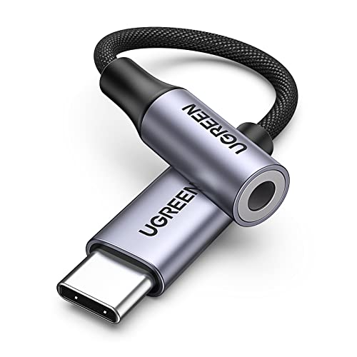 UGREEN USB C Klinke Adapter Aux USB C auf 3.5mm Kopfhörer Adapter mit DAC Chip kompatibel mit iphone15/15pro/15plus/15pro max, Galaxy S 24 Serie, iPad, P60/50/40/Mate 30 (Grau)