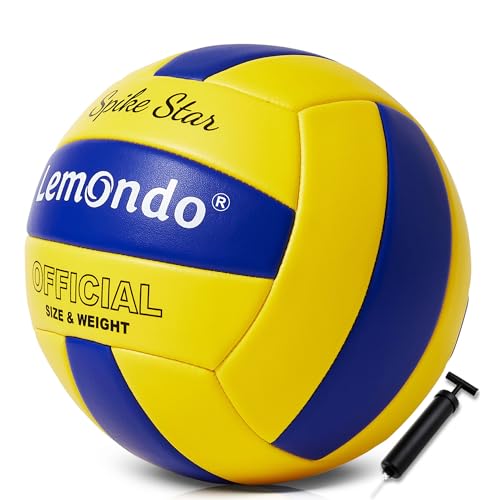 lemondo Volleyball PU weich offizielle Größe 5 wasserdicht Beachvolleyball Sandsport Sommergeschenk Ball für Indoor Outdoor(mit Pumpe)