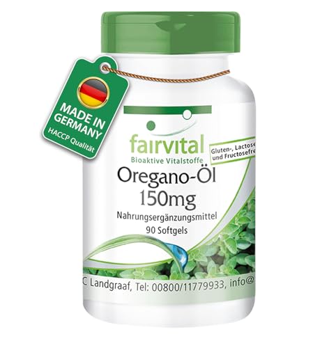 Fairvital | Oregano-Öl Kapseln 150mg - HOCHDOSIERT - Oregano Oil 10:1 Extrakt - Origanum vulgare - 90 Softgels