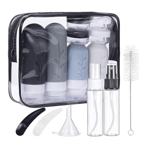 Silikon Reiseflaschen, Mezzar 16 Stück Reiseflaschen zum Befüllen Set Travel Bottles für Shampoo, Lotion, Spülung, Duschgel, Reise Shampoo Behälter Praktisches Reiseflaschen Set (Schwarz)