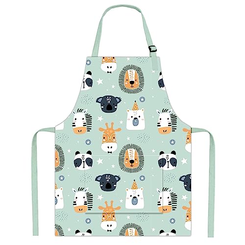 Pipoobear Schürze Kinder mit Taschen für 2-6 Jahre Junge Mädche, Verstellbar Kinderschürze Baumwolle Kinderschürzen für Küche Kochen Backen Malerei Grillen Garten Party Geschenk (Blau)