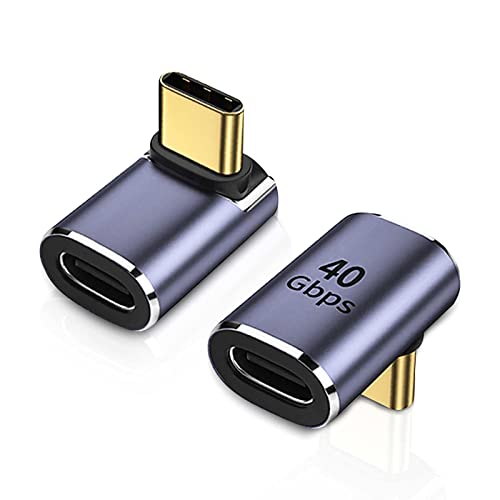 RUIZHI 2 Stück USB C 90° Adapter Typ C,USB C Adapter Typ C Buchse auf Stecker USB C Winkelstecker USB 4.0 40Gbps Datenübertragung Laden Typ C OTG Adapter für Laptop Tablet Telefon