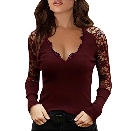 Bluse Mit Stehkragen Damen, Schöne Slim Spitze Damen Bodysuit Bluse Sexy Figurbetonte Elegant Langarm Kleidung Shirt Mesh Transparent Modisches Stretch Spitzentop Langarmshirt