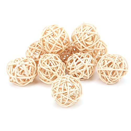 10Pcs Rattanbälle, Natürliche Papagei Sittich Kauspielzeug Rattanbälle für Sittich Wellensittich Kakadu Hängen DIY Handwerk(3CM)