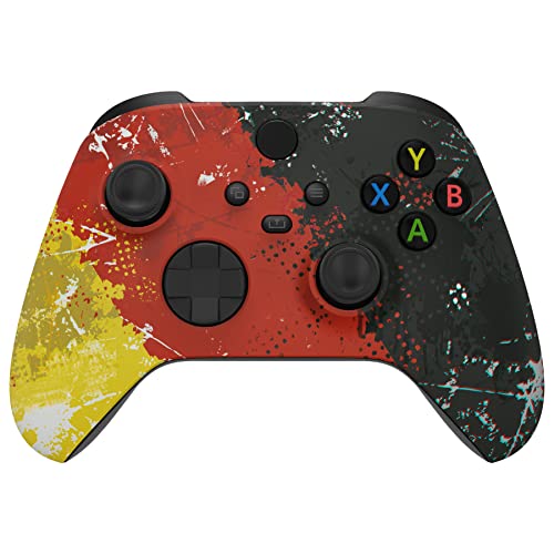 eXtremeRate Front Gehäuse Case für Xbox Series X&S Controller, Vorderseite Hülle faceplate Cover Skin Shell Zubehör für Xbox Core Controller(Flagge Deutschlands)-Kein Controller