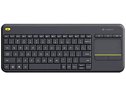 Logitech K400 Plus Kabellose Touch-TV-Tastatur mit integriertem Touchpad, Belgisches AZERTY-Layout - Schwarz