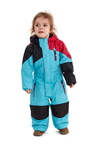 Killtec Unisex Kinder Kesley Mini Skioverall Schneeanzug Mit Kapuze 10 000 Mm Wassers ule Wasserdicht, Türkis, 86-92 EU