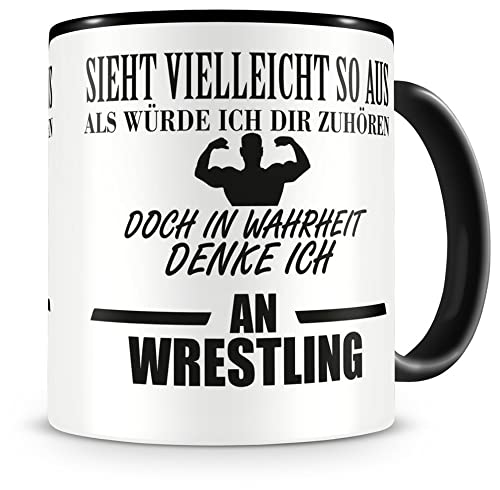 Samunshi® Ich denke an Wrestling Tasse Kaffeetasse Teetasse Kaffeepott Kaffeebecher Becher