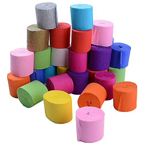 SERWOO 30 Rollen Kreppbänder Bunt Krepppapier 12 Farben Kreppband bunt Bänder Crepe Paper Papier für Party Feier Weihnachten Dekoration (3.5cm*10m/Rolle)