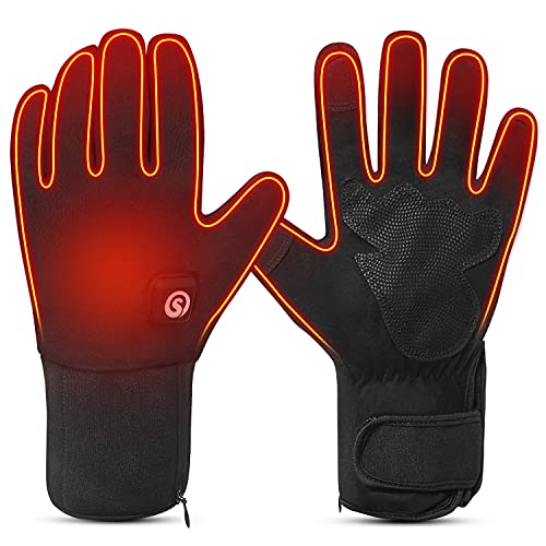 Beheizte Motorradhandschuhe Herren Damen, SAVIOR HEAT Elektrische Dünne Fahrradhandschuhe mit 7,4 V 2200 mAh Akku für Winter Skifahren Schneemobil Wandern Camping Arbeiten