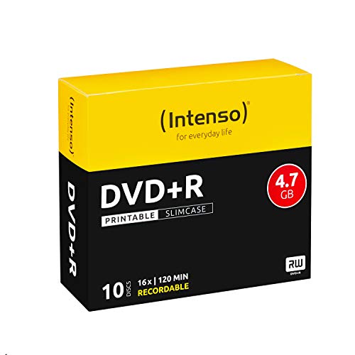 Intenso 4811652 DVD+R Rohlinge, Printable, 4,7GB, 16x Speed, 10er Slim Case