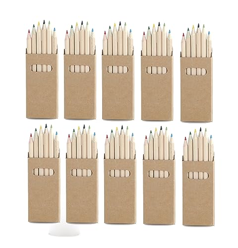 NIPORO 10er Pack Buntstifte-Set mit je 6 Malstifte Set Mitgebsel Geburtstag Kindergeburtstag Mitgebsel Hochzeit Geschenk für Kinder in bunten Farben (10er Pack)