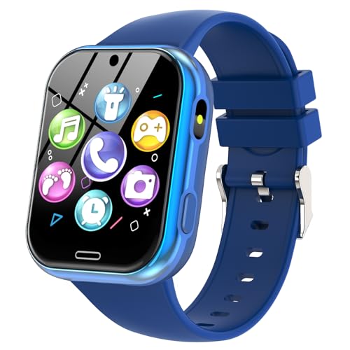 Igreeman Smartwatch Kinder-Uhr Telefon für Mädchen und Jungen mit Spiele Anruffunktion SOS Kamera Musik Schrittzähler Taschenlampe Wecker-Kids smart Watch telefonieren Geschenk für 4-10 Jahre(Blau)