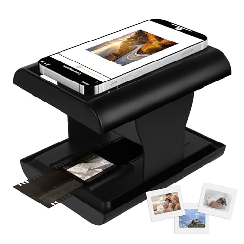 TCNEWCL 35 mm Negativ-Diascanner, Mobile Film Scanner zur Umwandlung Alter Dias in Digitale Bilder, Tragbarer und zusammenklappbarer Filmscanner mit LED-Licht