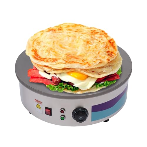 2800W Dia 45cm Profi Rund Crepesplatte Crepesmaker Edelstahl Crepes Crepeseisen, für Regierungsorganen, Fabriken, Minen, Streitkräften, Schulen, Restaurants, Kantinen und einzelnen Restaurants