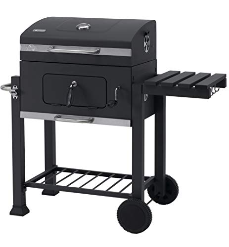 tepro Holzkohlegrill (Grillwagen) Toronto Click, Grillfläche: ca. 56 x 41,5 cm, mit Deckel, Edelstahl-Griff, Grillrost und Thermometer, Auf- und Abbau ohne Schrauben, Maße ca. 115 x 67 x 107 cm