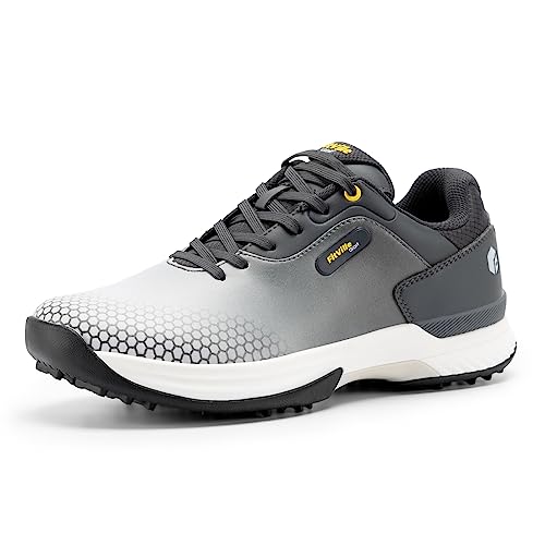 FitVille Extra Weit Golfschuhe für Herren wasserdicht Golfschuh Herren mit Schnürung Atmungsaktiv Trainingsschuh für Golf Hellgrau 49 EU Weit