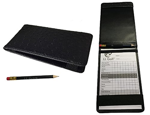 LL-Golf ® eleganter Golf Scorecard Halter inklusive Stift und Block/Scorekarte Hülle/Tasche/Etui/Mappe/Score Karte/Scorekartenhalter zum Notieren des Scores auf dem Golfplatz