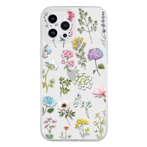 Rnrieyta Miagon Kreativ Blume Hülle für iPhone 8/7/SE 2020/2022/2023,Schmetterling Blätter Blumen Flower Serie Schutzhülle Transparentes Weich TPU Cover Dünne Kratzfeste Silikon Gel