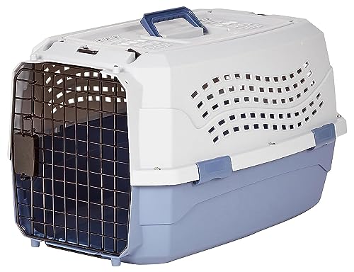 Amazon Basics zweitürige, überladbare Hundehütte, 58L x 38W x 33H cm, Blau